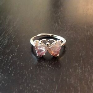 Sterling silver pink tourmaline butterfly ring